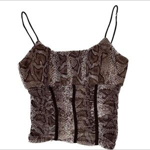 princess polly brown mesh tank top snakeskin